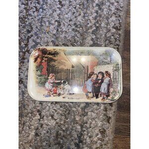 Antique Victorian MASSILLY France Tin Litho Picture Pin‎ Tray Vanity Tray Mini